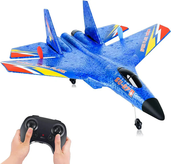 SU-27 RC Airplane,2.4GHz 2 Channel Remote Control Plane with Gyro Night Lights and 1 Batteries, Easy to Fly for Adults, Beginners multicolor